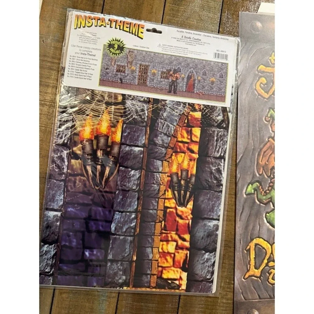 Beistle Insta-Theme Medieval Castle Props & Jolly Dragon Tavern Banner 10pc Set